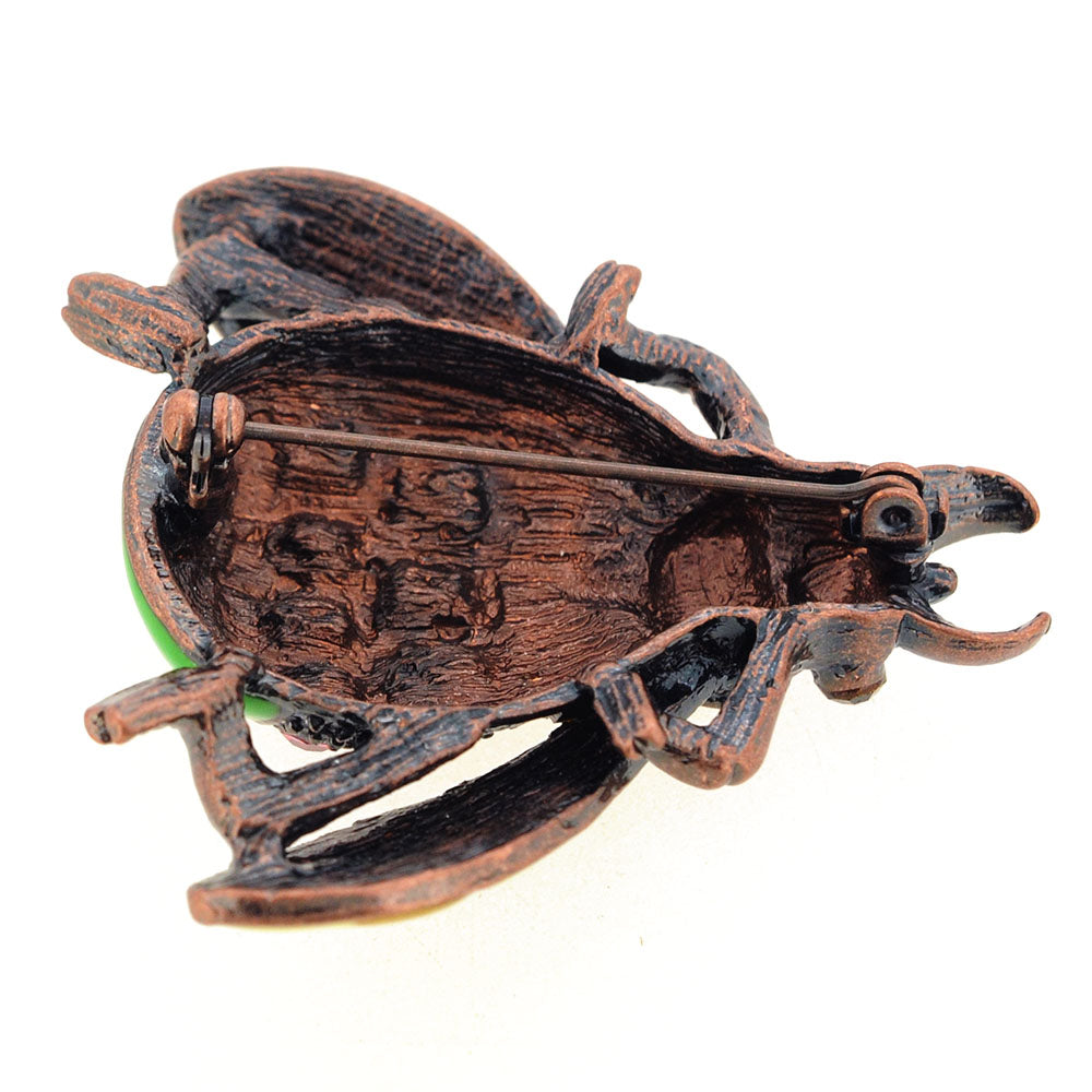 Green Rainbow Lady Bug Crystal Pin Brooch