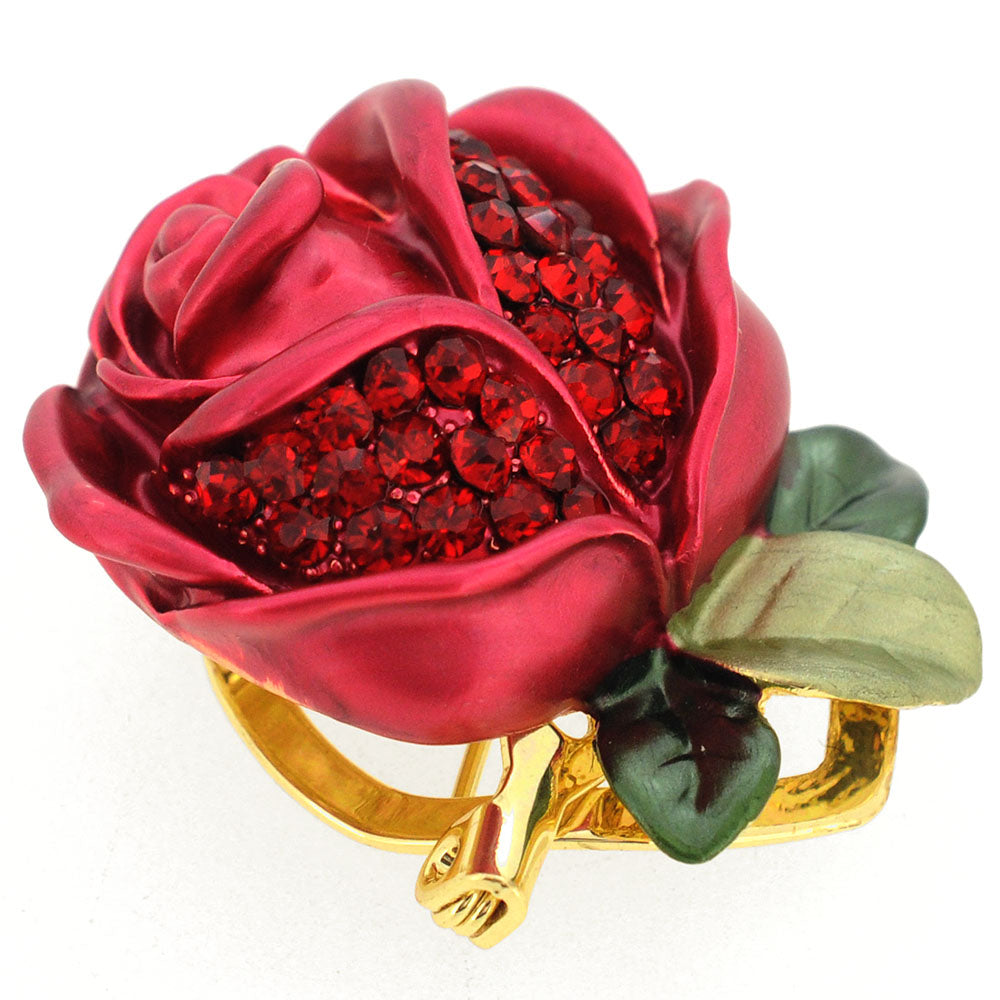 Red Rose Crystal Pin Brooch