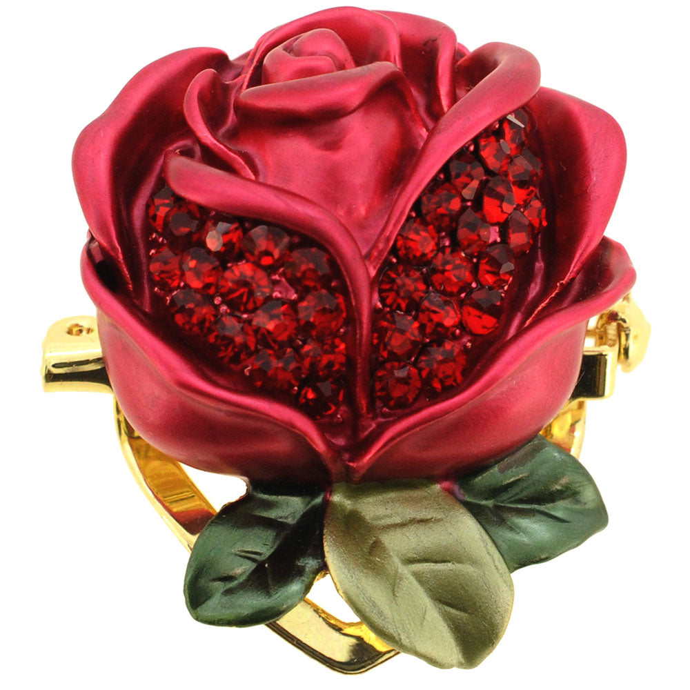 Red Rose Crystal Pin Brooch