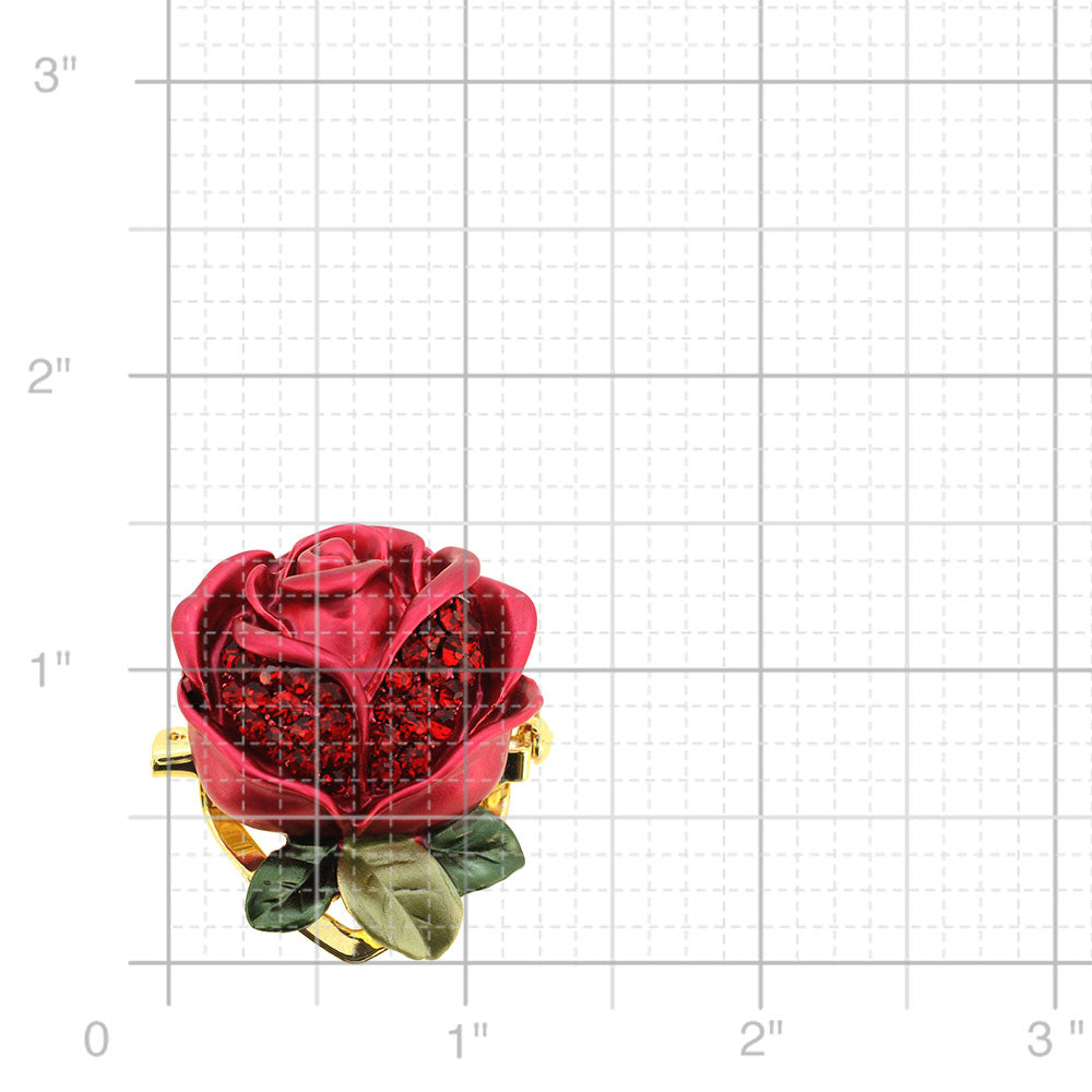 Red Rose Crystal Pin Brooch