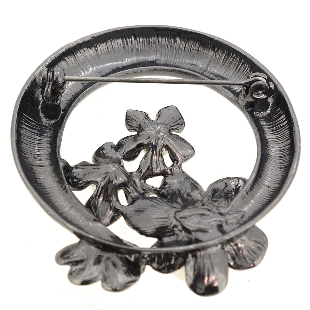 Vintage Style Pearl Black Flower Wreath Pin Flower Pin Brooch