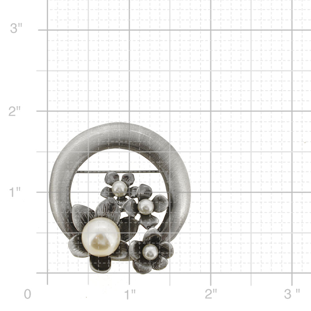Vintage Style Pearl Black Flower Wreath Pin Flower Pin Brooch