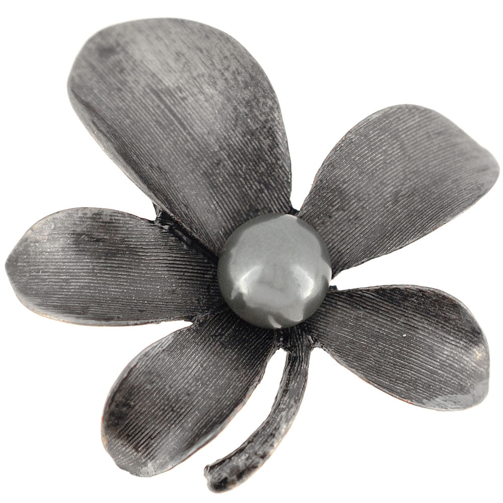 Black Vintage Style Lucky Flower Pin Brooch