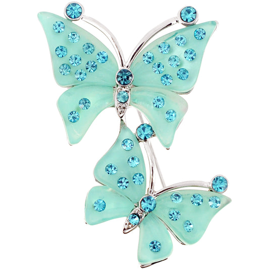 Green Couple Butterfly Pin Brooch