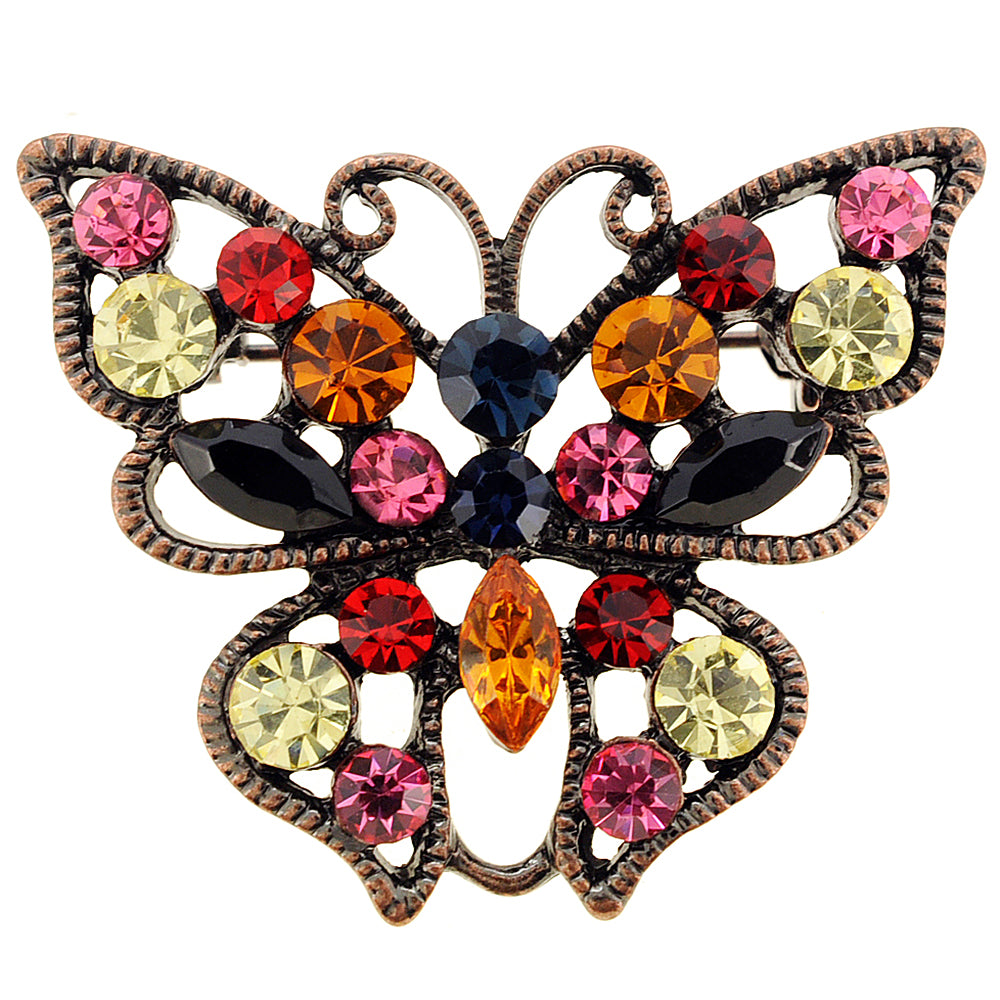 Vintage Style Multicolor Crystal Butterfly Pin Brooch