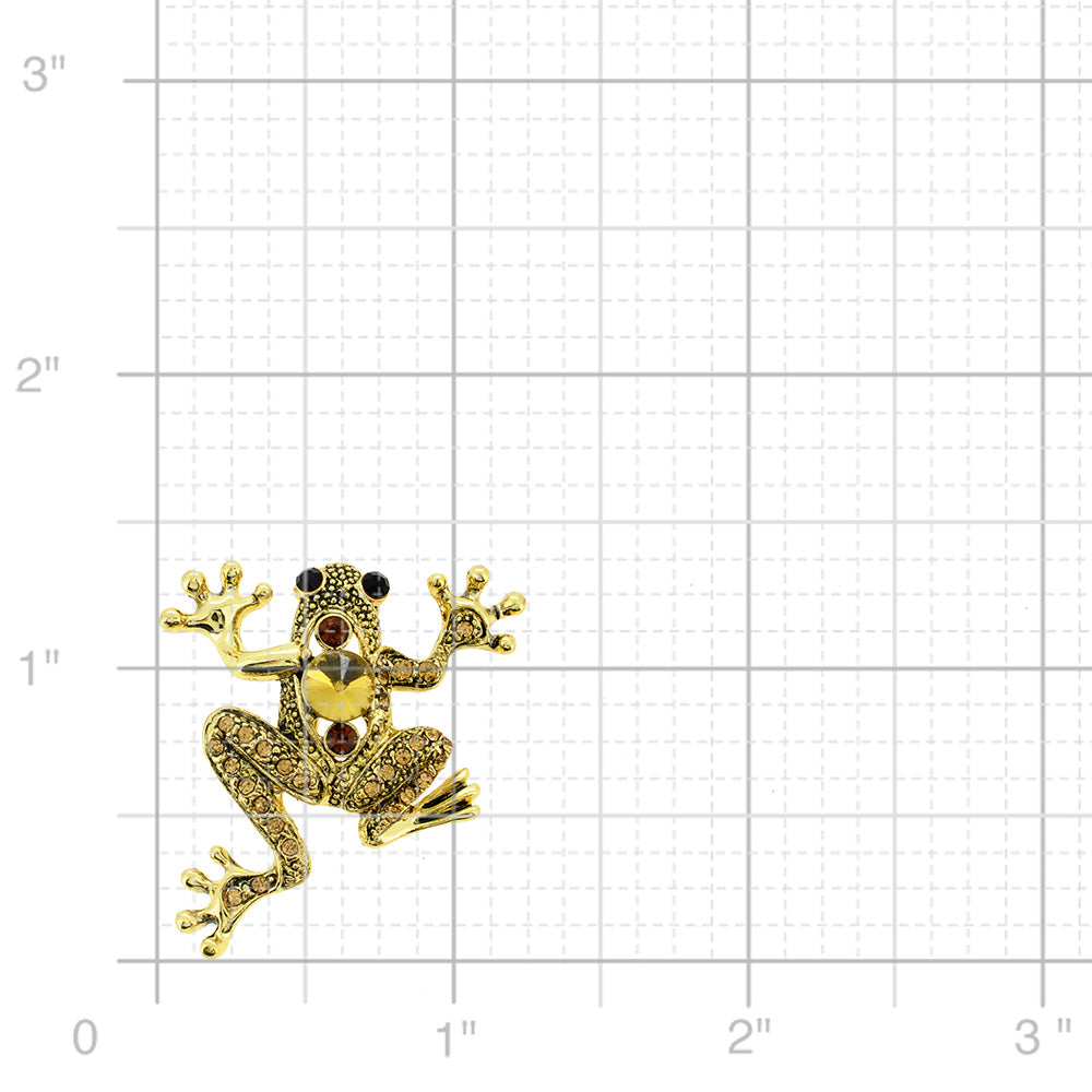 Crystal Golden Frog Pin Brooch