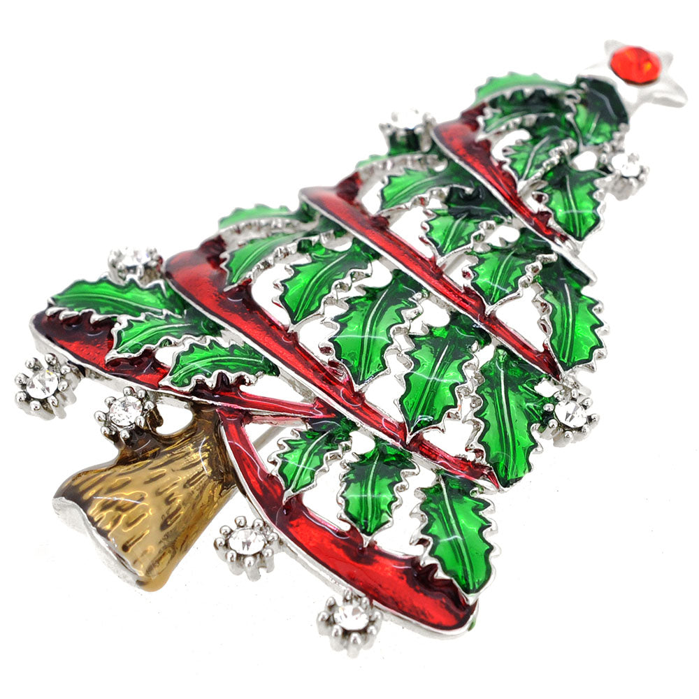 Christmas Tree Crystal Pin Brooch