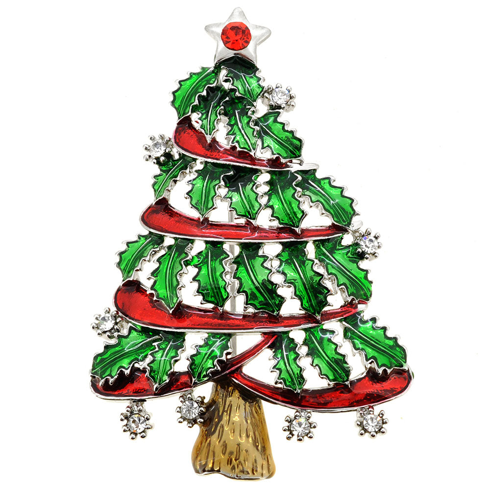 Christmas Tree Crystal Pin Brooch