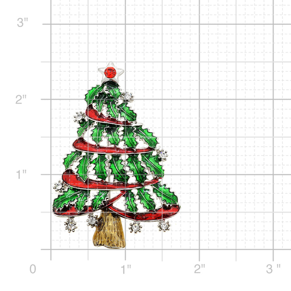 Christmas Tree Crystal Pin Brooch