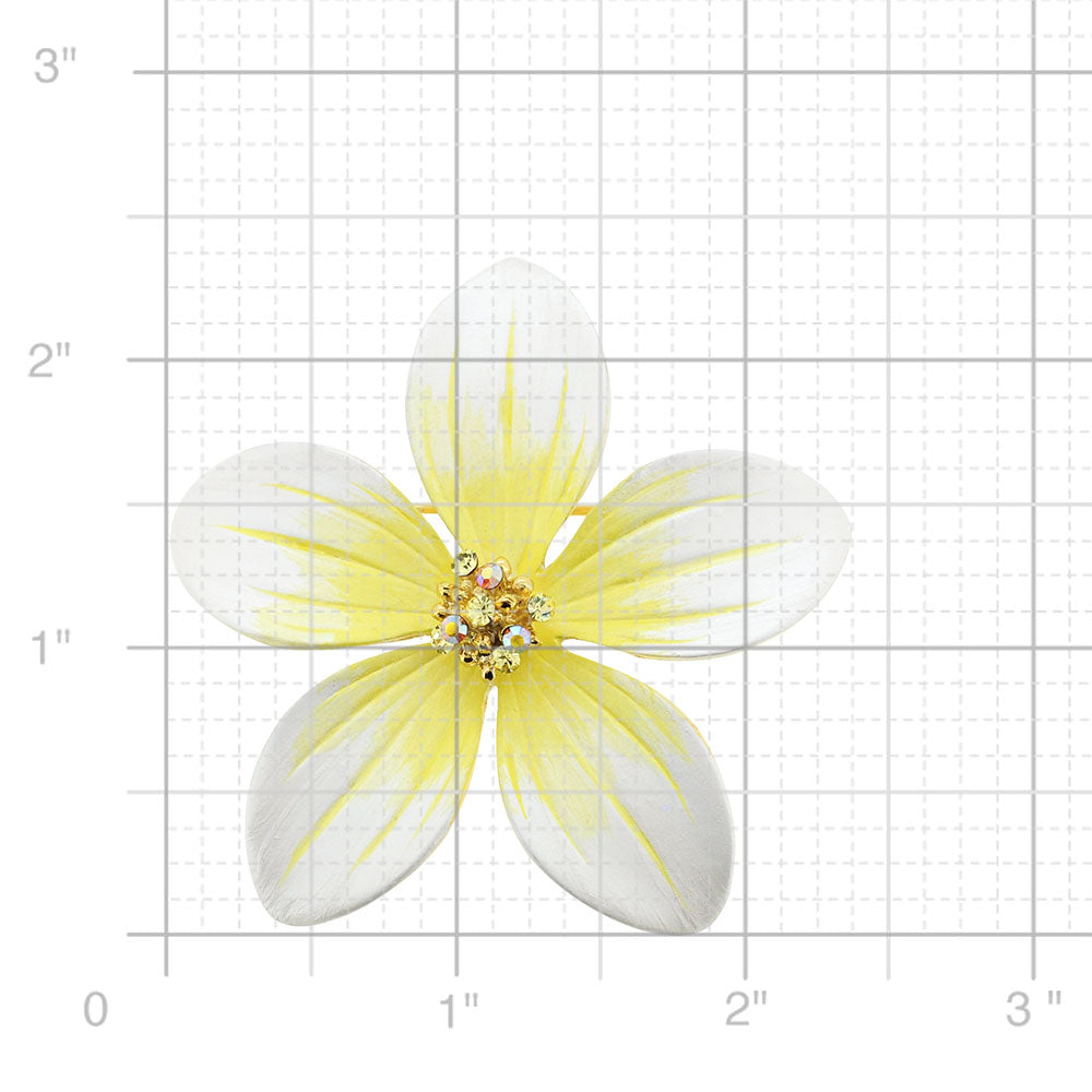 Yellow Hawaiian Plumeria Pin Swarovski Crystal Flower Pin Brooch and Pendant
