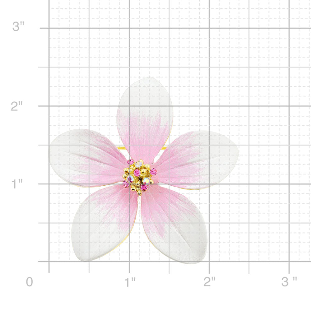 White Hawaiian Plumeria Swarovski Crystal Flower Pin Brooch and Pendant