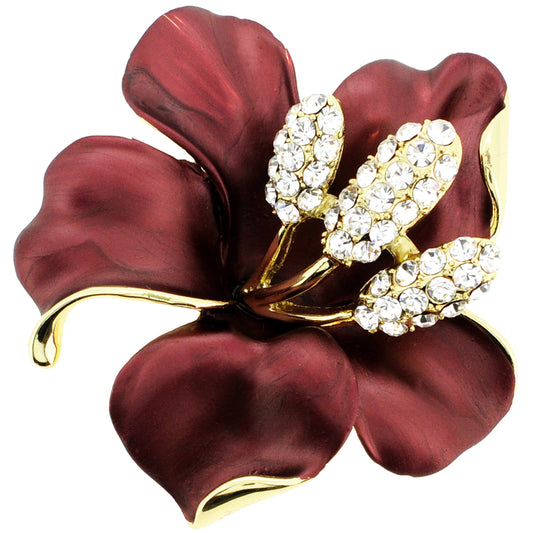 Red Hawaiian Hibiscus Flower Pin Brooch And Pendant