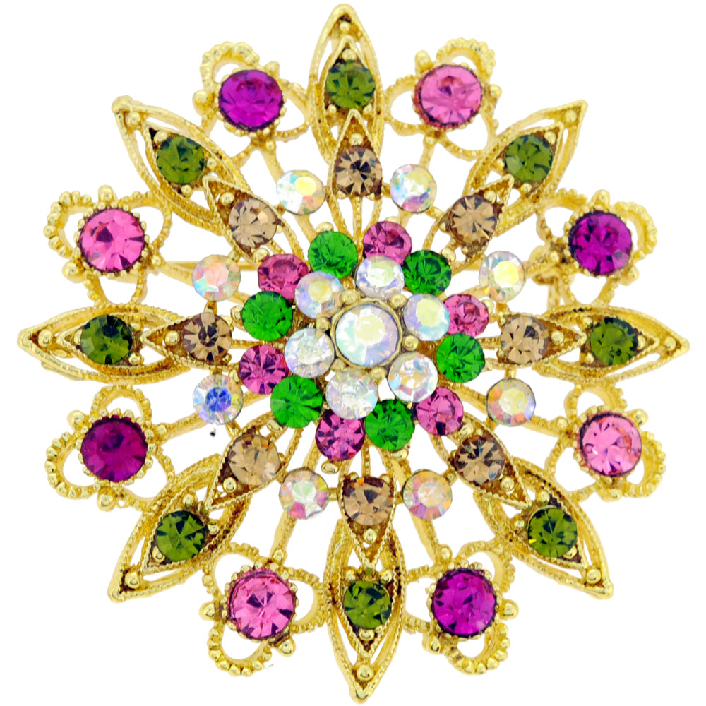 Multicolor Flower Wedding Crystal Pin Brooch and Pendant
