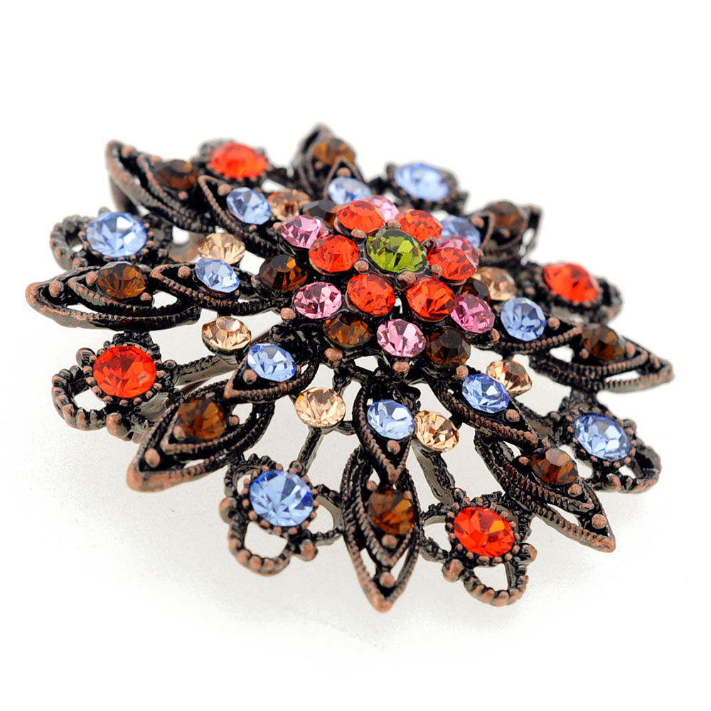 Antique Style Multicolor Flower Wedding Crystal Pin Brooch and Pendant