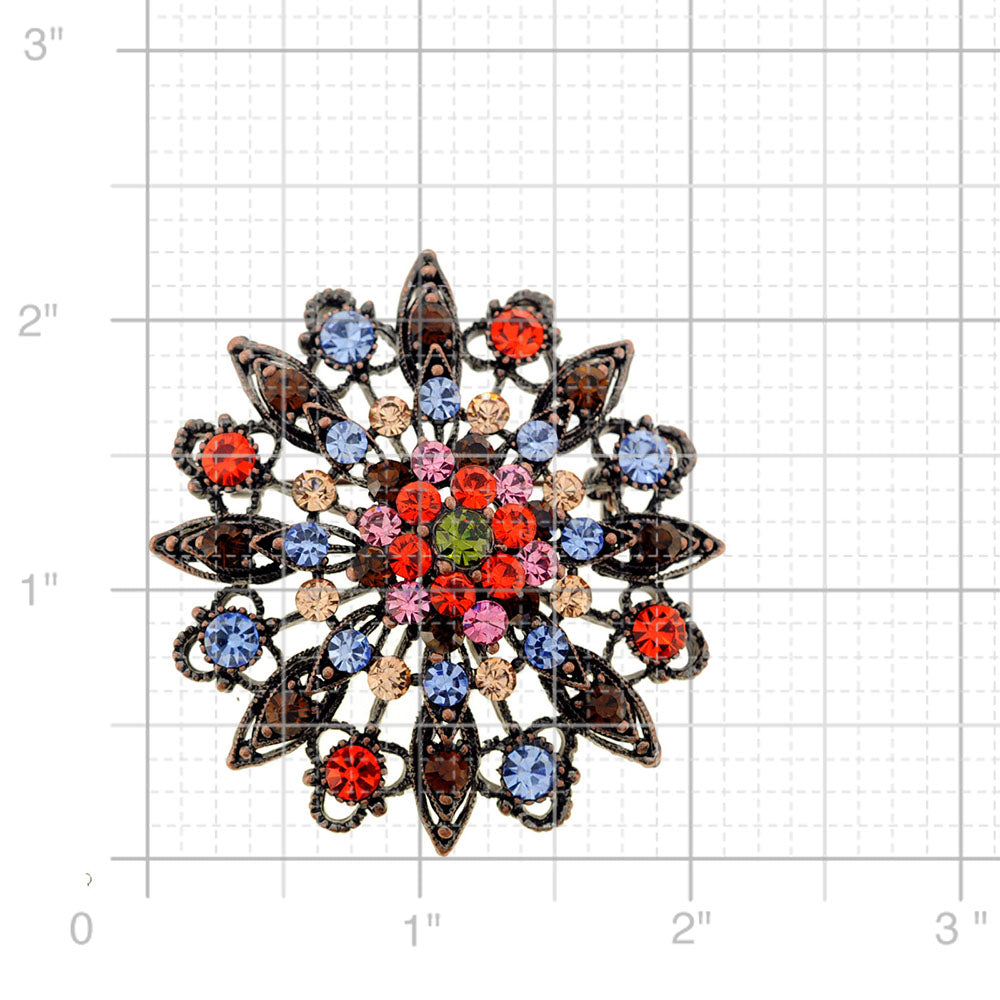 Antique Style Multicolor Flower Wedding Crystal Pin Brooch and Pendant
