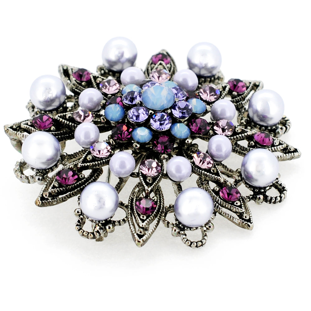 Light Purple Flower Wedding Swarovski Crystal Pin Brooch and Pendant
