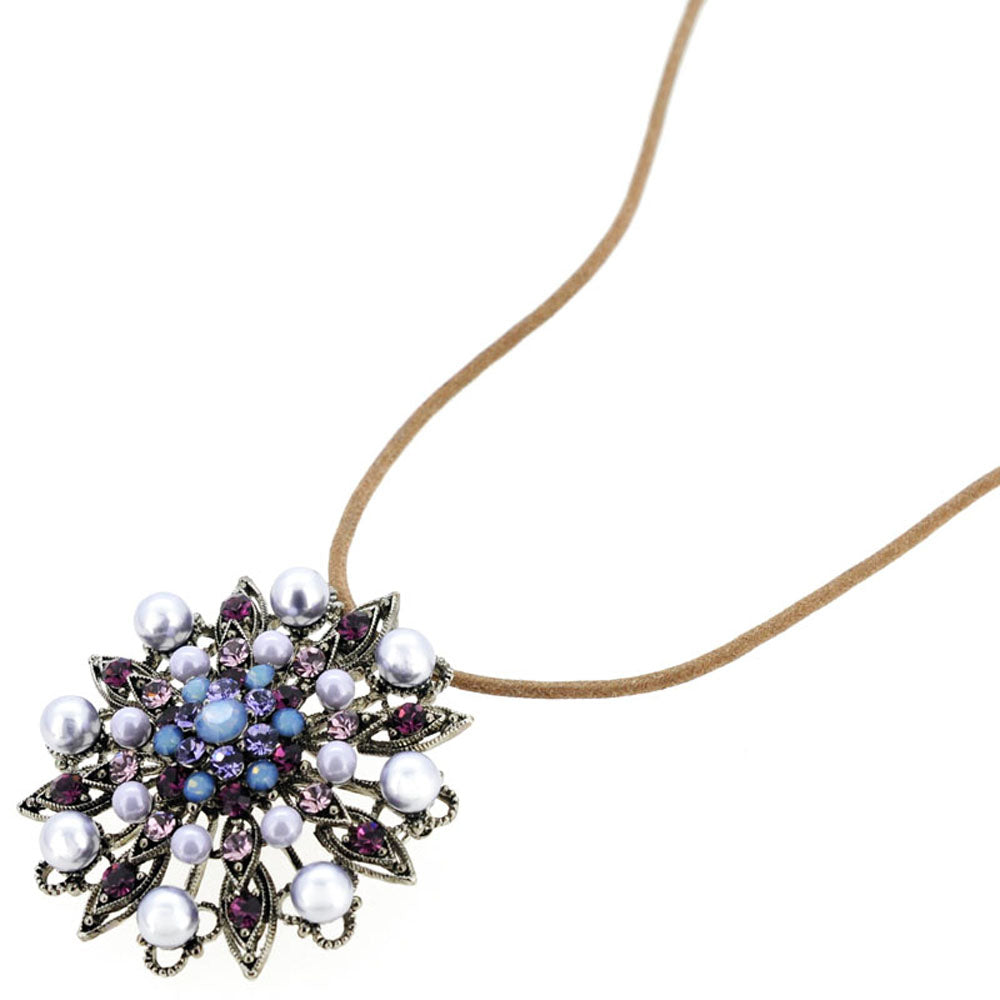 Light Purple Flower Wedding Swarovski Crystal Pin Brooch and Pendant