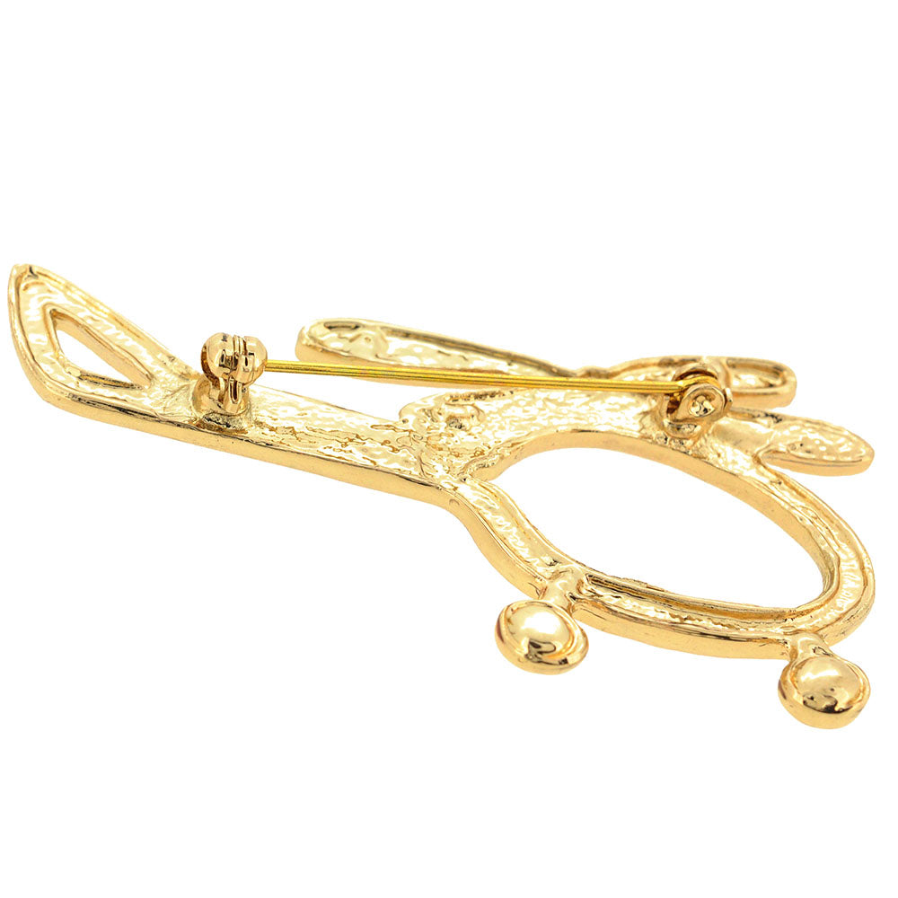 Golden Helicopter Copter Airplane Pin Brooch