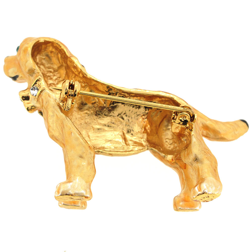 Golden Swarovski Crystal Dog Pin Brooch