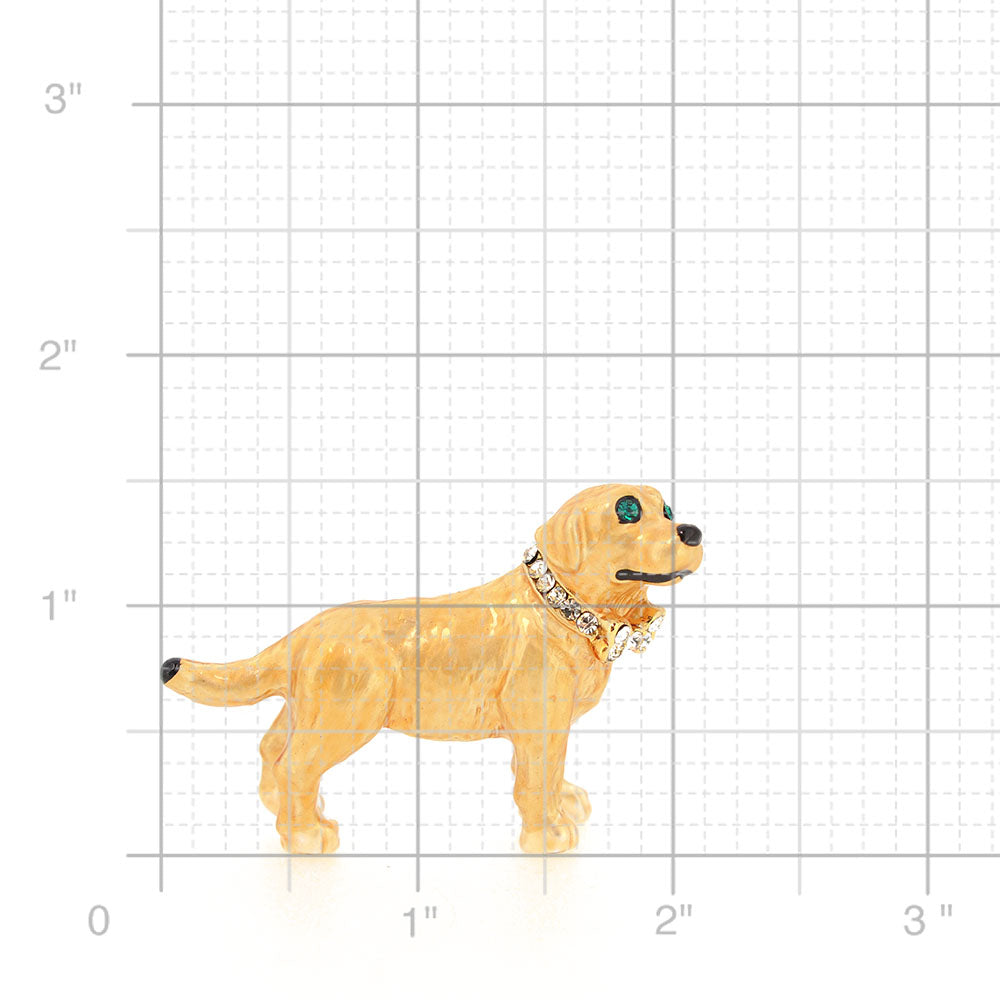 Golden Swarovski Crystal Dog Pin Brooch