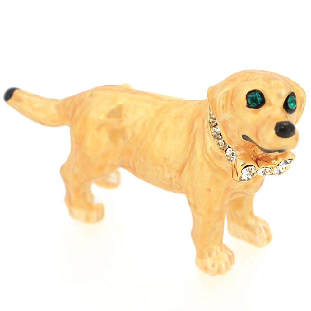 Golden Swarovski Crystal Dog Pin Brooch