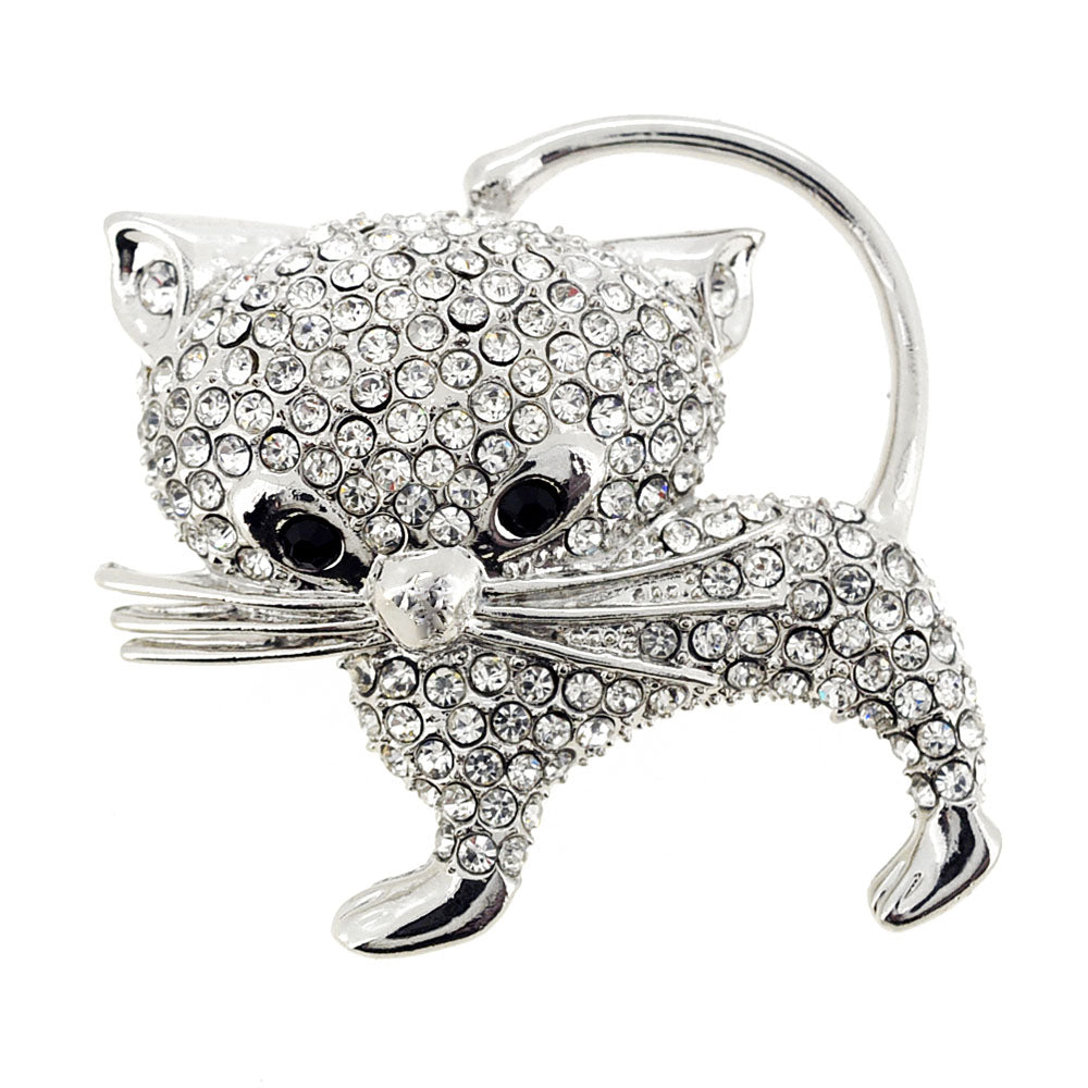 Crystal Cat Kitty Pin Brooch