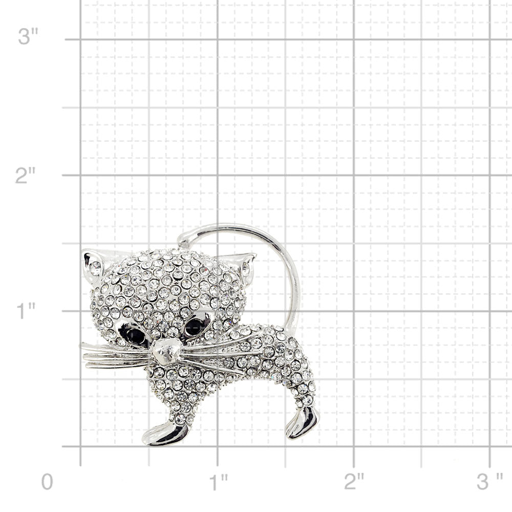 Crystal Cat Kitty Pin Brooch