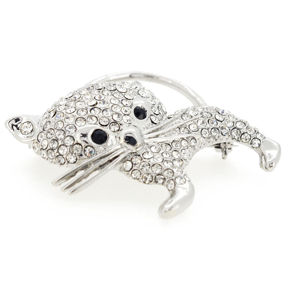 Crystal Cat Kitty Pin Brooch