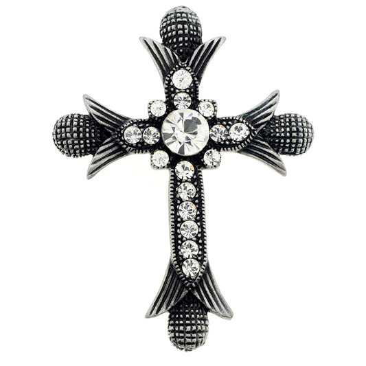 Black Cross Crystal Pin Brooch/Pendant