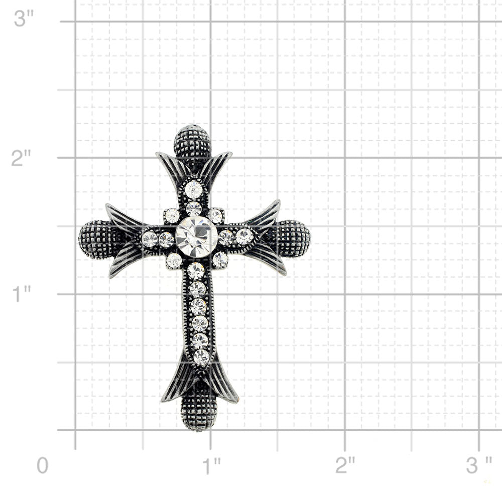 Black Cross Crystal Pin Brooch/Pendant