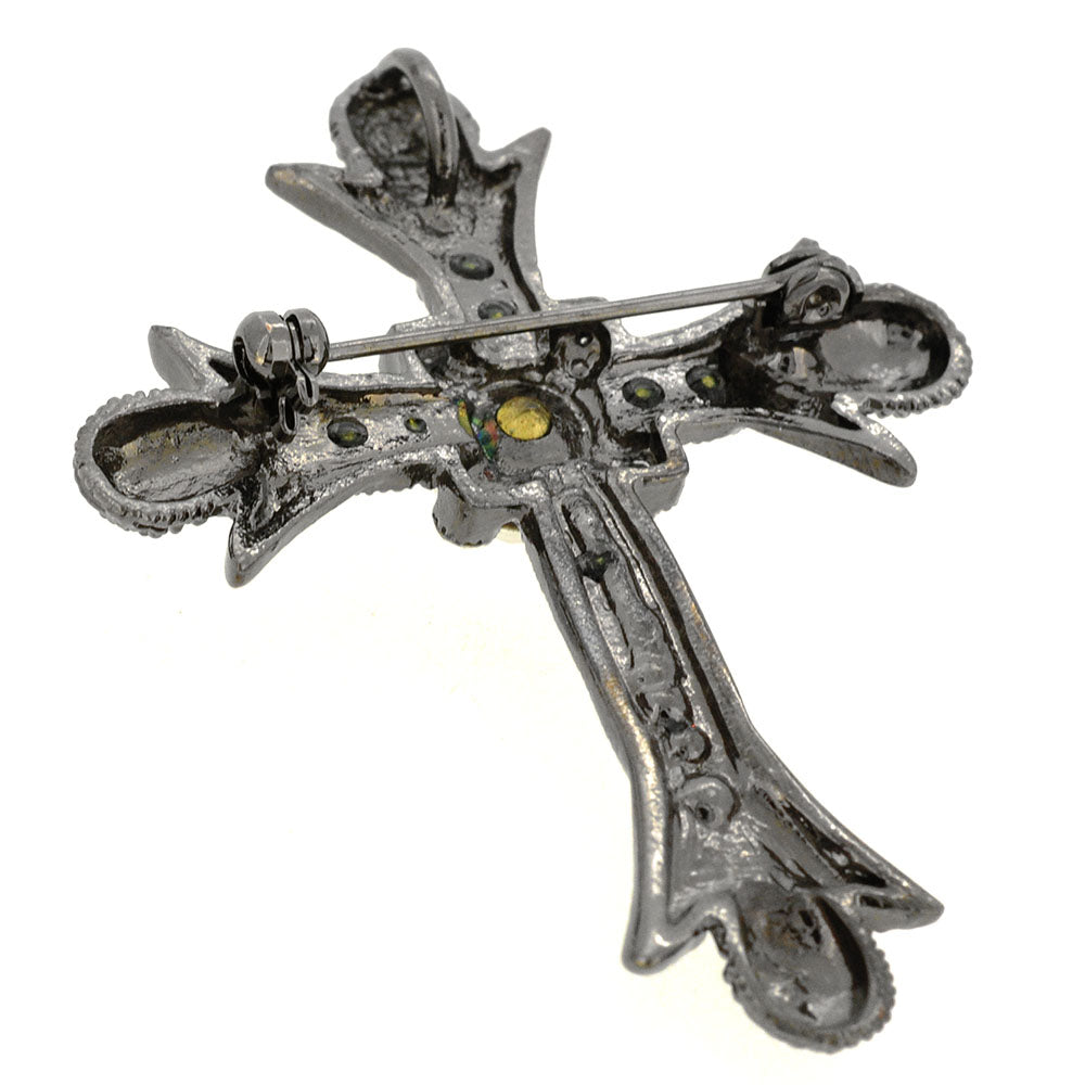 Black Cross Crystal Pin Brooch/Pendant