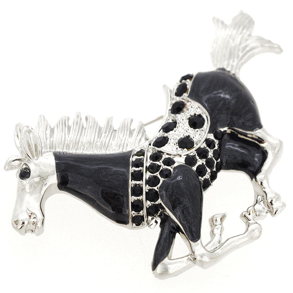 Black Gallop Horse Animal Pin Brooch