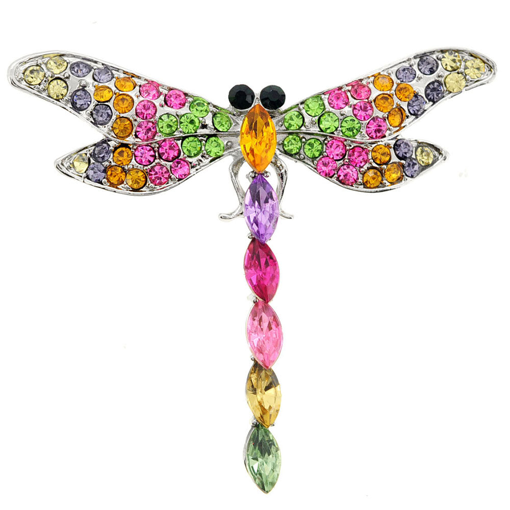 Multicolor Crystal Dragonfly Pin Brooch