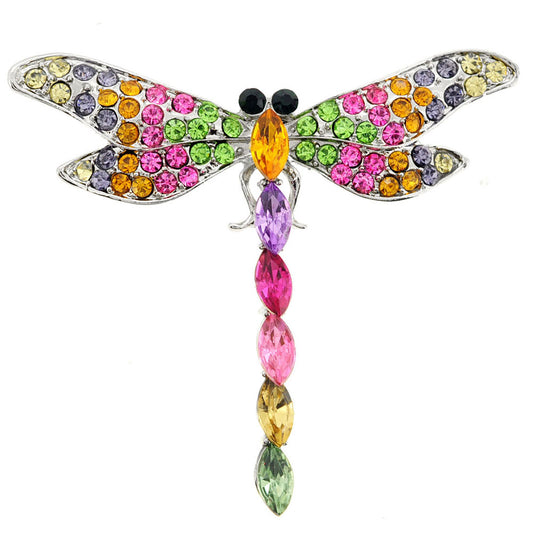 Multicolor Crystal Dragonfly Pin Brooch