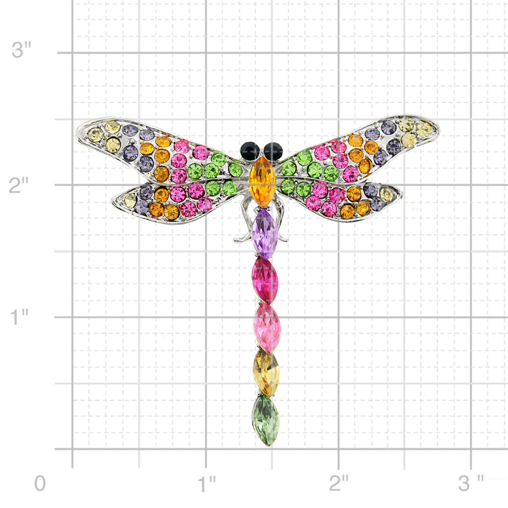 Multicolor Crystal Dragonfly Pin Brooch