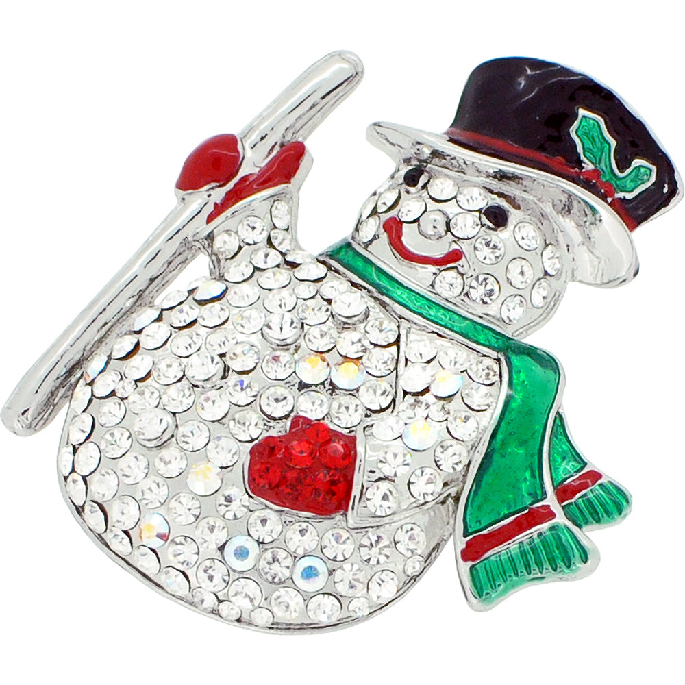 Classic Christmas Snowman Crystal Pin Brooch