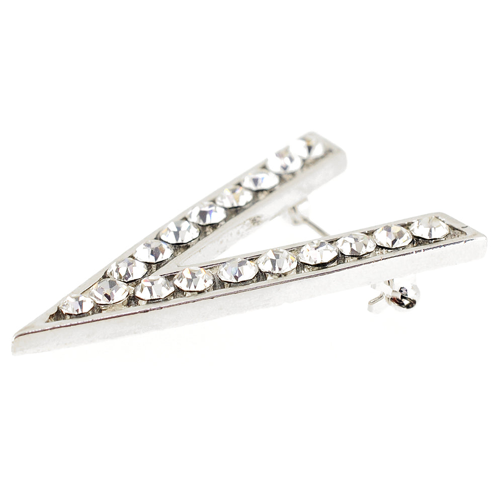 White Victory Sign Crystal Pin Brooch