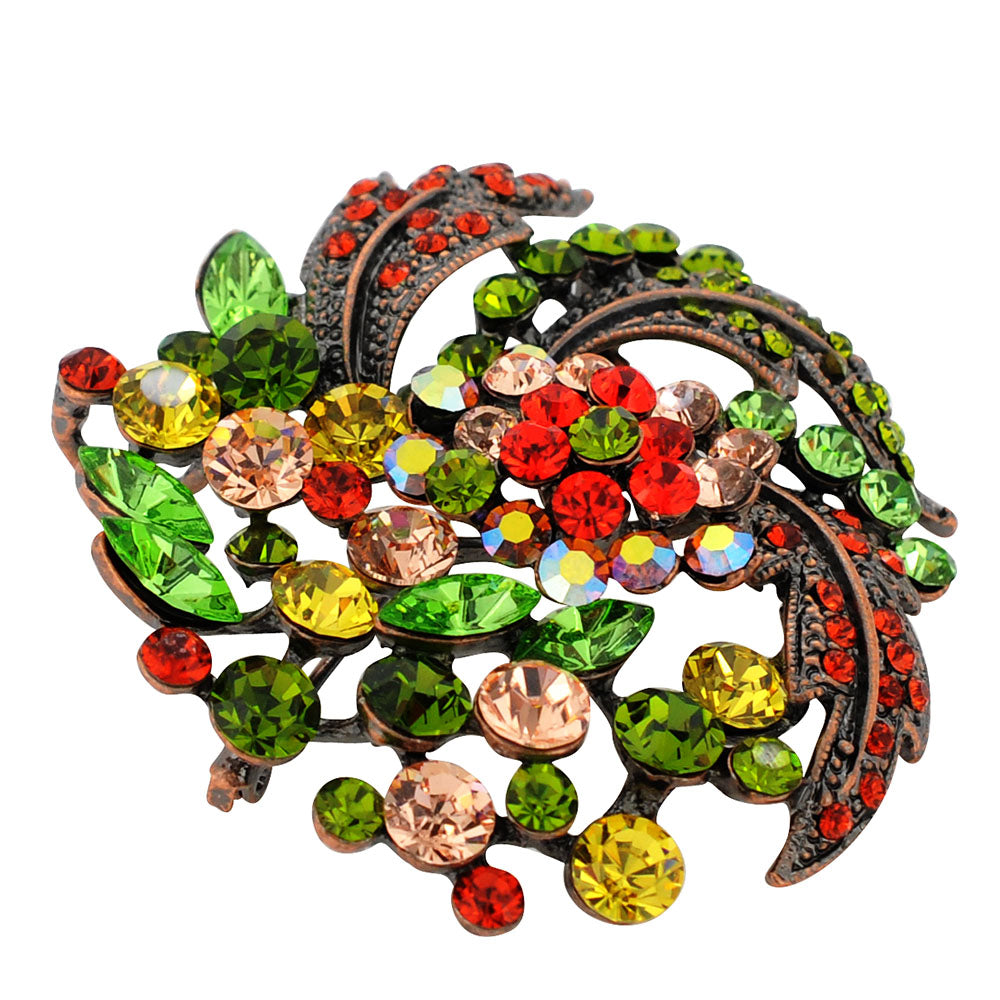Multicolor Flower Wedding Swarovski Crystal Pin Brooch and Pendant