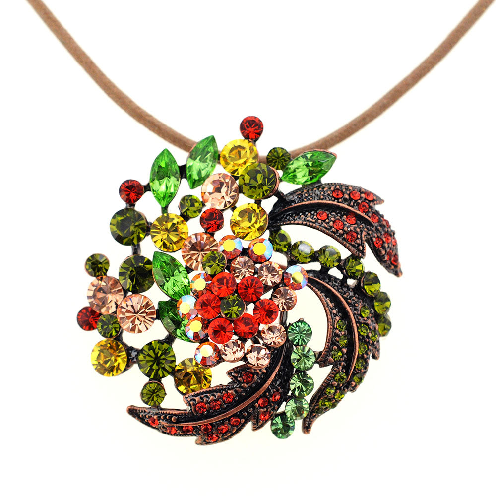 Multicolor Flower Wedding Swarovski Crystal Pin Brooch and Pendant