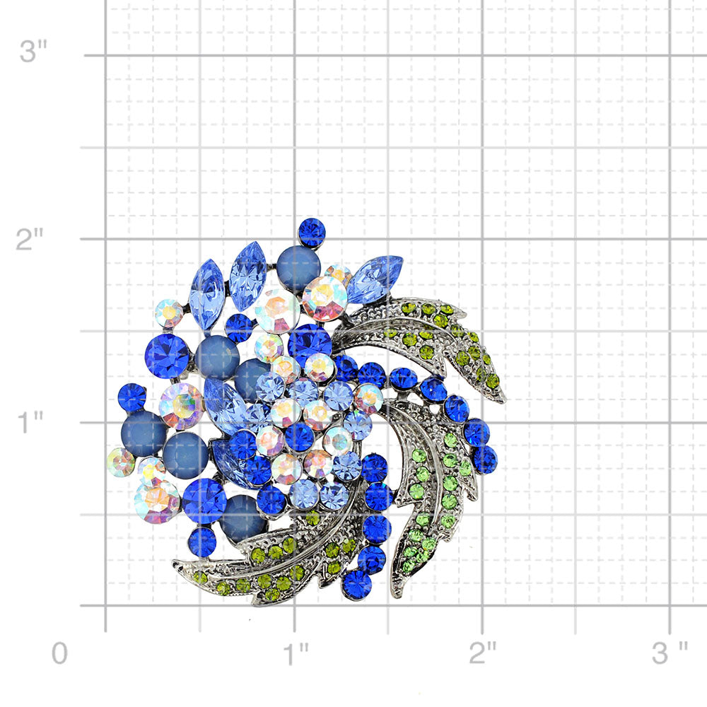 Multi Blue Flower Wedding Swarovski Crystal Pin Brooch and Pendant