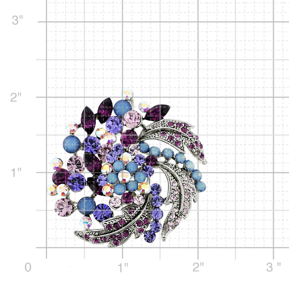 Amethyst Purple Flower Wedding Swarovski Crystal Pin Brooch and Pendant
