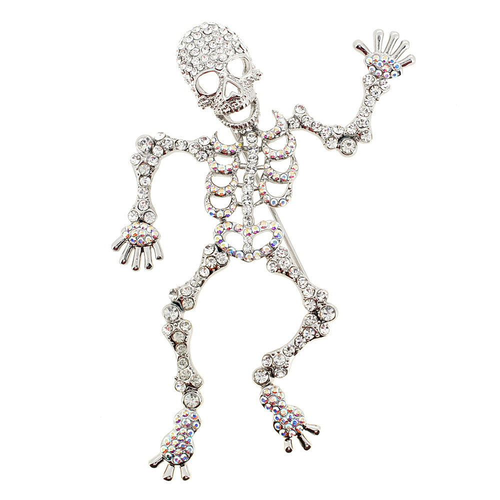 Crystal Skeleton Pin Brooch And Pendant