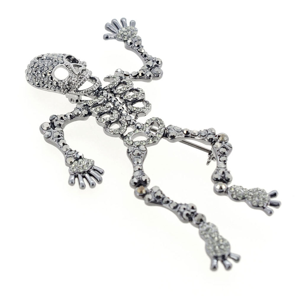 Black Skeleton Crystal Pin Brooch And Pendant