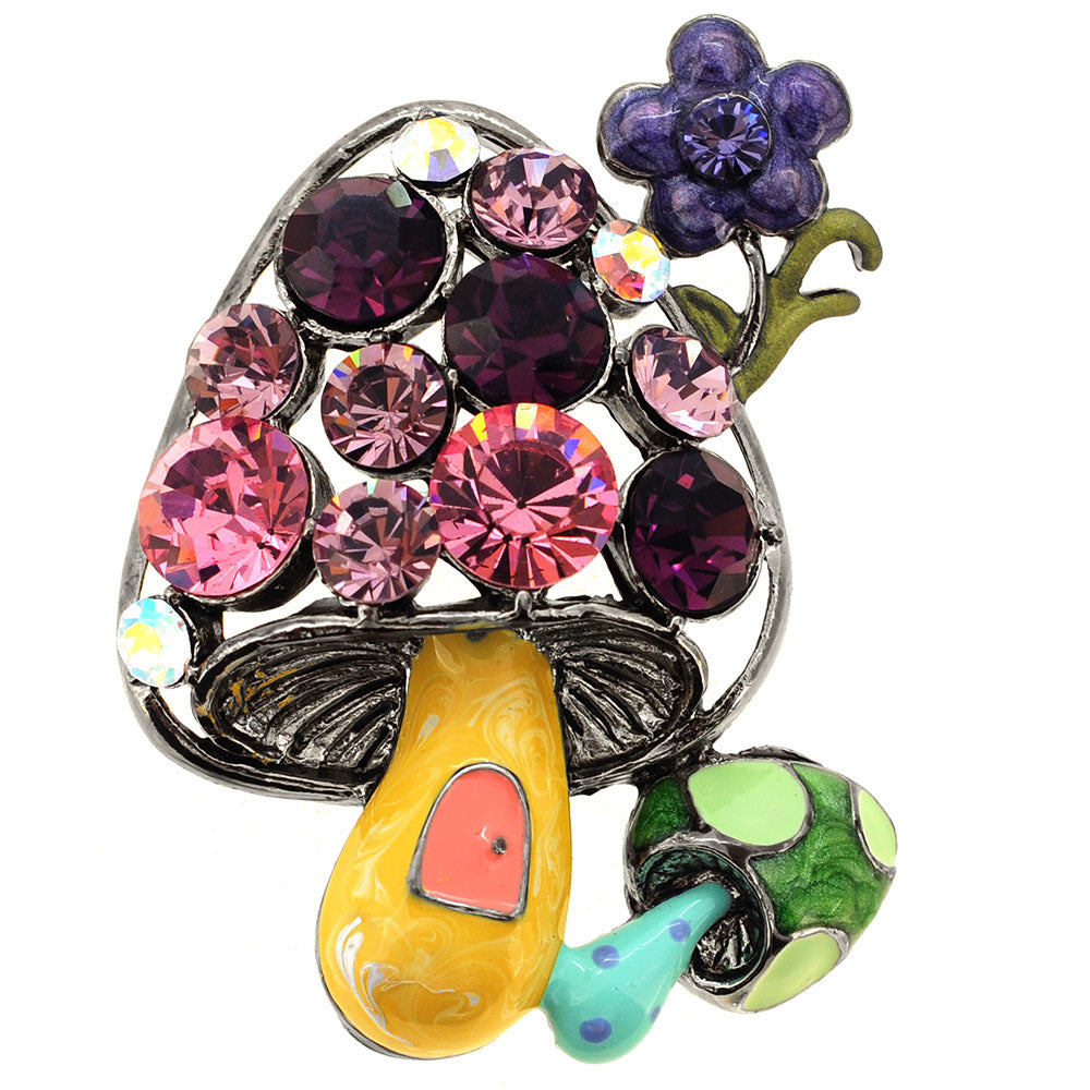 Swarovski Crystal Purple Mushroom pin brooch