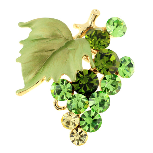 Multi Green Bunch Of Grapes Swarovski Crystal Pin Brooch