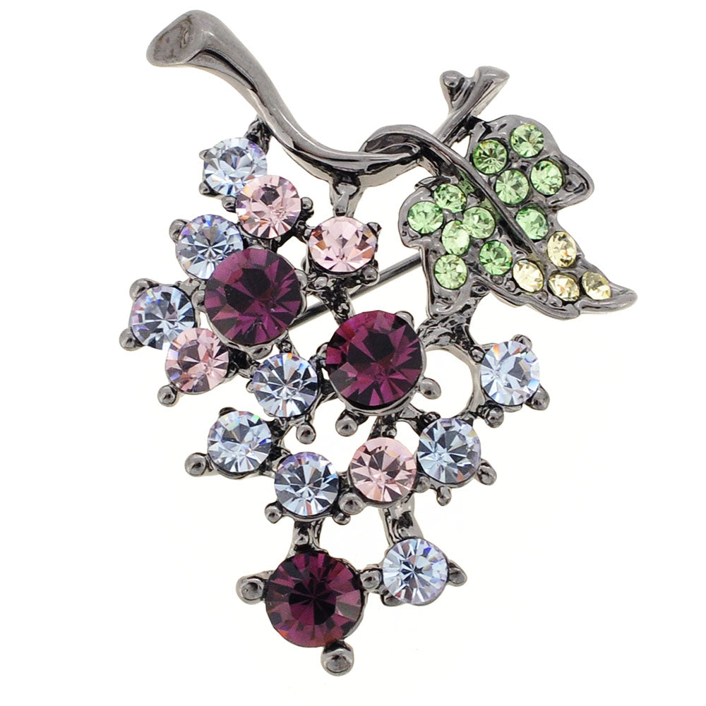 Amethyst Purple Grape Swarovski Crystal Pin Brooch