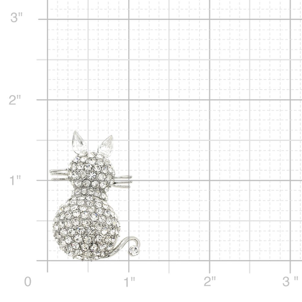 Chrome Cat Kitty Crystal Pin Brooch