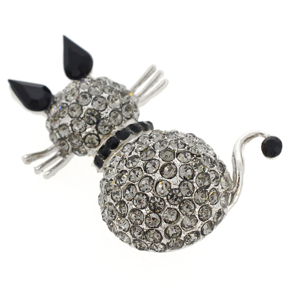 Black Cat Kitty Crystal Pin Brooch