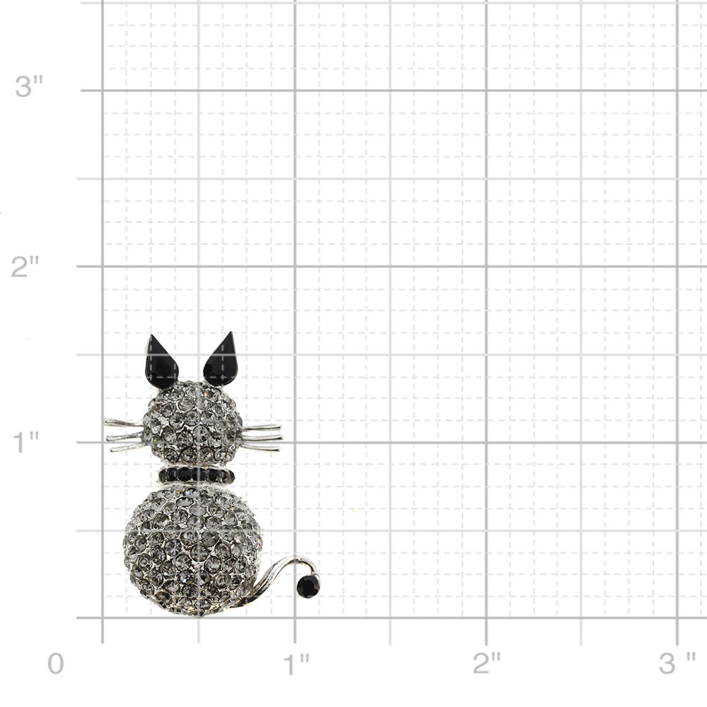 Black Cat Kitty Crystal Pin Brooch