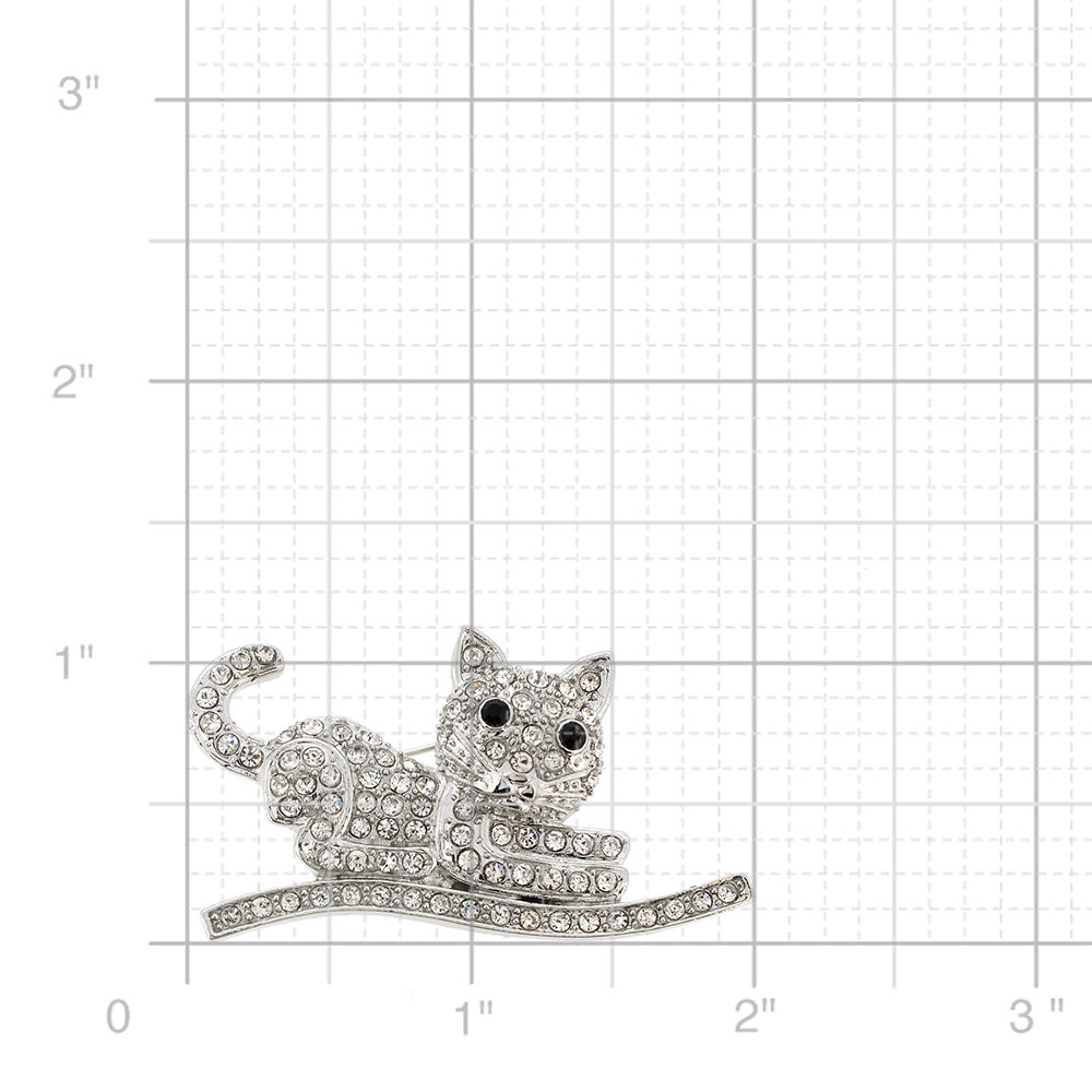 Crystal Cat Kitty Pin Brooch